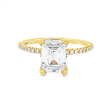 14K Yellow Gold 'Violet' Classic Emerald Cut Natural Diamonds Engagement Ring
