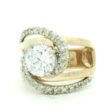 14K White And Yellow Gold Contemporary Round Diamond Engagement Ring
