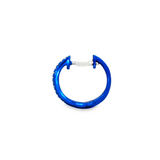 14K Neon Blue White Gold 12Mm Round Huggie Natural Diamonds Hoop Earrings
