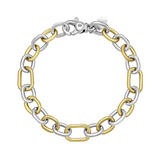 Sterling Silver And 18K Yellow Gold Italian Cable Paperclip Bracelet