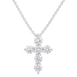 14K White Gold Natural Diamonds Cross Pendant