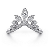 14K White Gold Bursting Diamond Chevron Ring