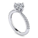 14K White Gold 'Ada' Classic Round Natural Diamonds Engagement Ring