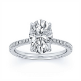14K White Gold 3.11Ct Oval Lab Grown Diamond Hidden Halo Engagement Ring