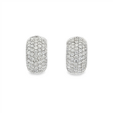 14K White Gold Small Hoop Natural Diamonds Earrings