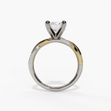 14K White And Yellow Gold Twisted Round Natural Diamonds Engagement Ring