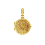 JT ESTATE 14K Yellow Gold Leaf Engraved Locket