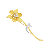 JT ESTATE 18K Yellow And White Gold Diamond Floral Brooch
