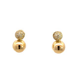 14K Yellow Gold Diamond Ball Drop Earrings