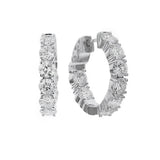 18K White Gold 20Mm Round Huggie Natural Diamonds Hoop Earrings