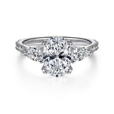 14K White Gold 'Sookie' Three Stone Oval Diamond Engagement Ring