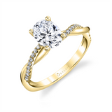14K Yellow Gold 'Yasmine' Twist Oval Diamond Engagement Ring
