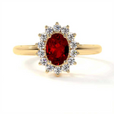 14K Yellow Gold Oval Ruby Halo Ring