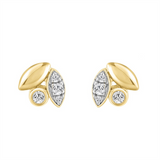 10K Yellow Gold Contemporary Cluster Screwback Diamond Earrings