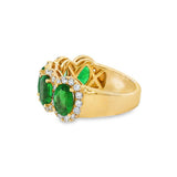 14K Yellow Gold Oval Emeralds Five Stone Ring