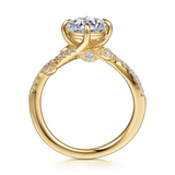 14K Yellow Gold 'Darcie' Floral Round Natural Diamonds Engagement Ring