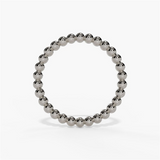 14K White Gold Beaded Bubble Stackable Wedding Band Ring