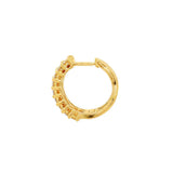14K Yellow Gold 20Mm Round Contemporary Natural Diamonds Hoop Earrings