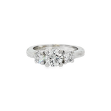 JT ESTATE Platinum 0.85Ct Round Natural Diamonds Three Stone Engagement Ring