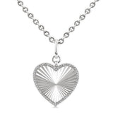 Sterling Silver Natural Diamonds Fluted Heart Pendant
