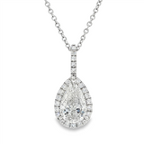 18K White Gold Natural Diamonds Halo Pendant