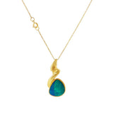 JT ESTATE 14K Yellow Gold Opal Doublet Freeform Drop Pendant
