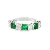 18K White And Yellow Gold Asscher Emeralds Five Stone Ring