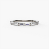 14K White Gold Baguette Natural Diamonds Band