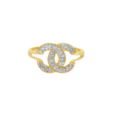 JT ESTATE 14K Yellow And White Gold Chanel Natural Diamond Ring
