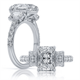 14K White Gold 3.01Ct Radiant Lab Grown Diamonds Three Stone Engagement Ring