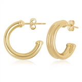 14K Yellow Gold Concave Band Hoop Earrings