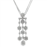 JT ESTATE 14K White Gold Natural Diamond Double Chain Dangle Necklace