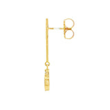 14K Yellow Gold Crystal Opal And Diamond Dangle Bar Earrings