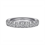 14K White Gold 11 Stone French Pavé Diamond Wedding Band