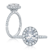 14K White Gold Halo Oval Diamond Engagement Ring