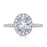 14K White Gold Halo Oval Diamond Engagement Ring