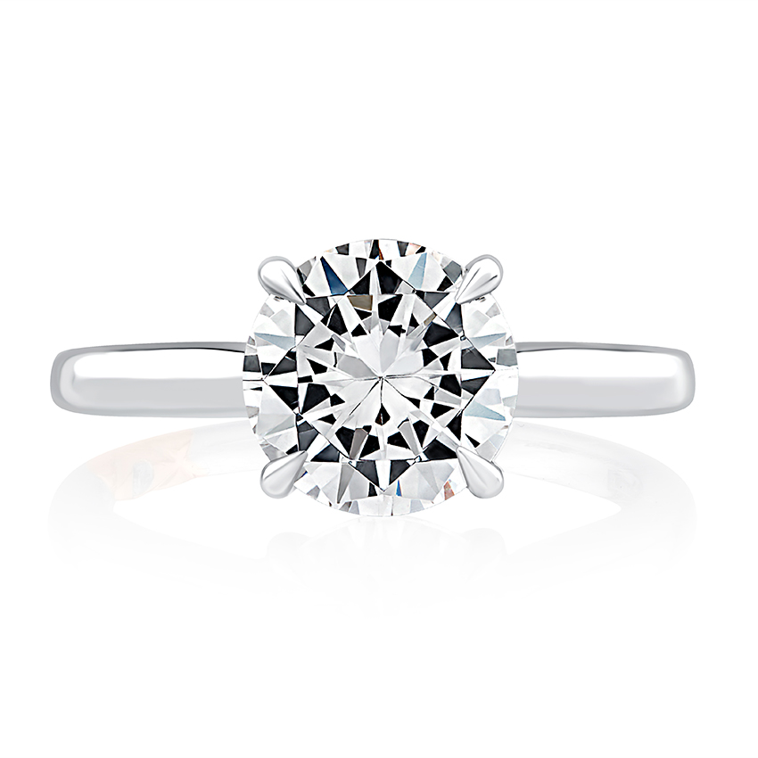 14K White And Rose Gold Solitaire Diamond Engagement Ring With Peek-A-Boo Diamonds