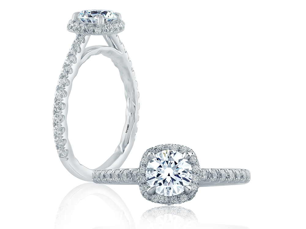 14K White Gold Halo Diamond Engagement Ring