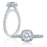 14K White Gold Halo Diamond Engagement Ring