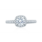 14K White Gold Halo Diamond Engagement Ring