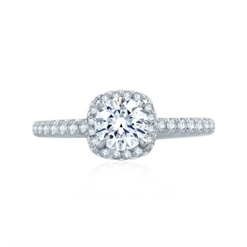 14K White Gold Halo Diamond Engagement Ring