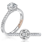 14K White And Rose Gold Hidden Halo Diamond Engagement Ring