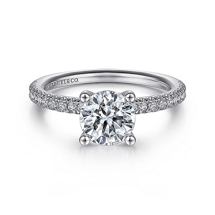 14K White Gold Serenity Hidden Halo Round Diamond Engagement Ring