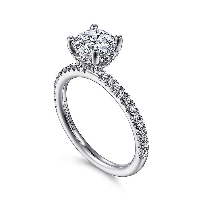 14K White Gold Serenity Hidden Halo Round Diamond Engagement Ring