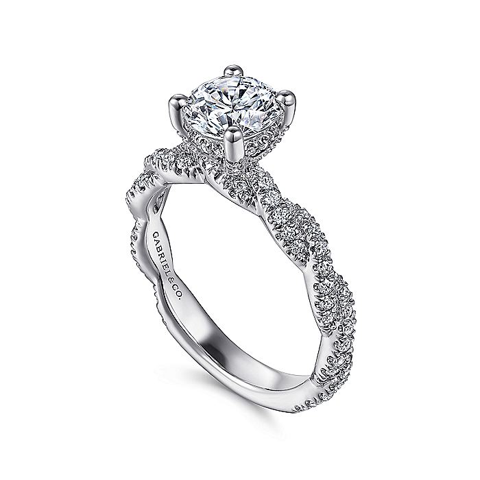 14K White Gold Nia Round Diamond Engagement Ring