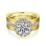 14K Yellow Gold Virginia Round Halo Diamond Engagement Ring