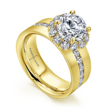 14K Yellow Gold Virginia Round Halo Diamond Engagement Ring