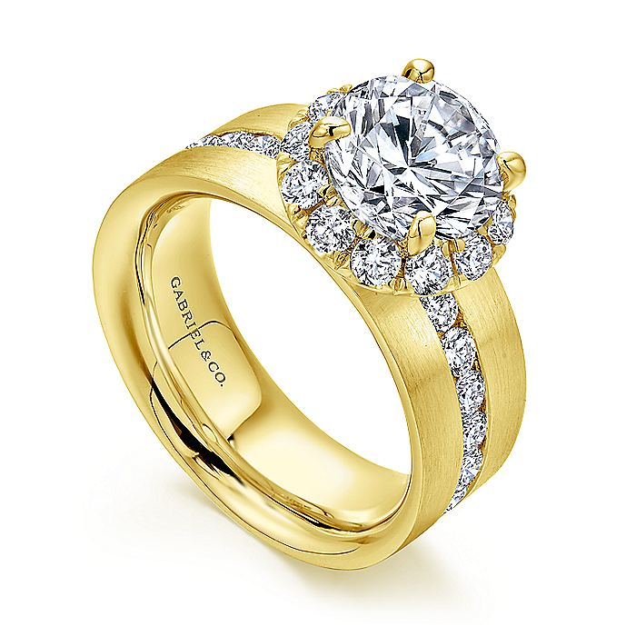 14K Yellow Gold Virginia Round Halo Diamond Engagement Ring