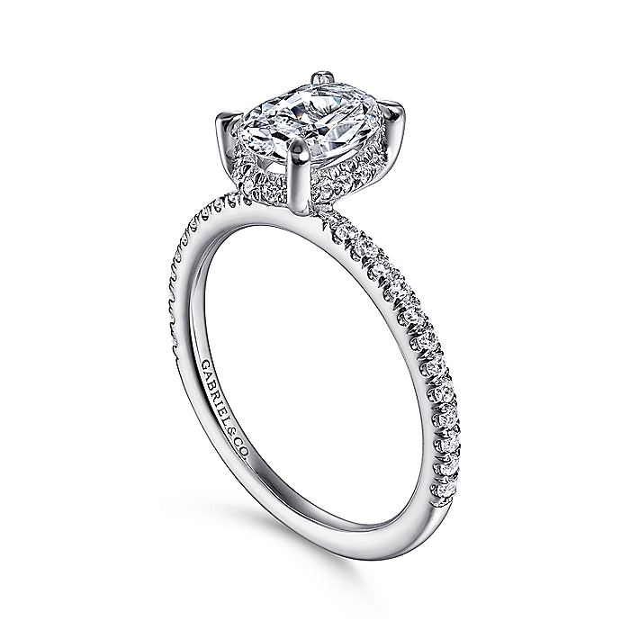 14K White Gold Hart Hidden Halo Oval Diamond Engagement Ring