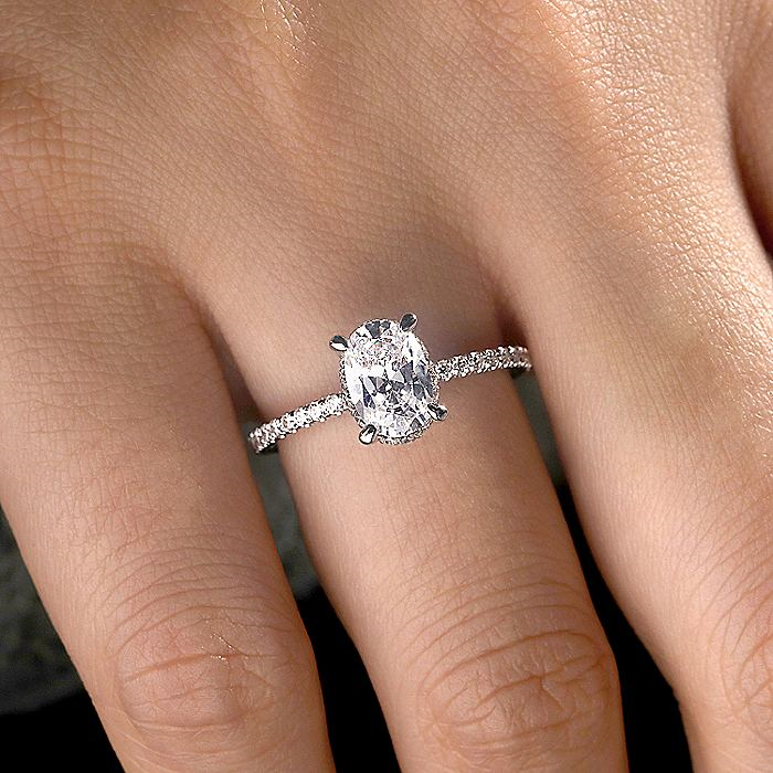 14K White Gold Hart Hidden Halo Oval Diamond Engagement Ring